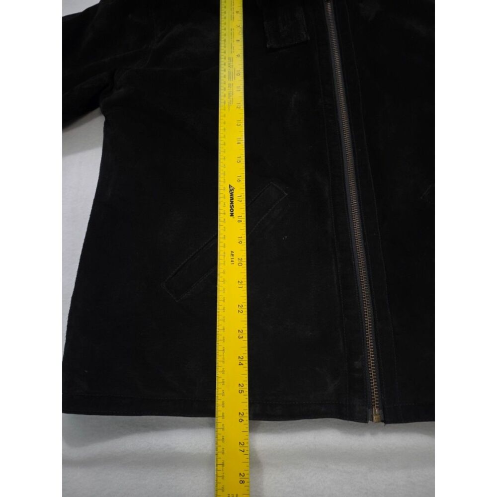 Vintage Middlebrook Park Black Genuine Suede Leather Jacket Faux Fur Trim Medium - Picture 4 of 6